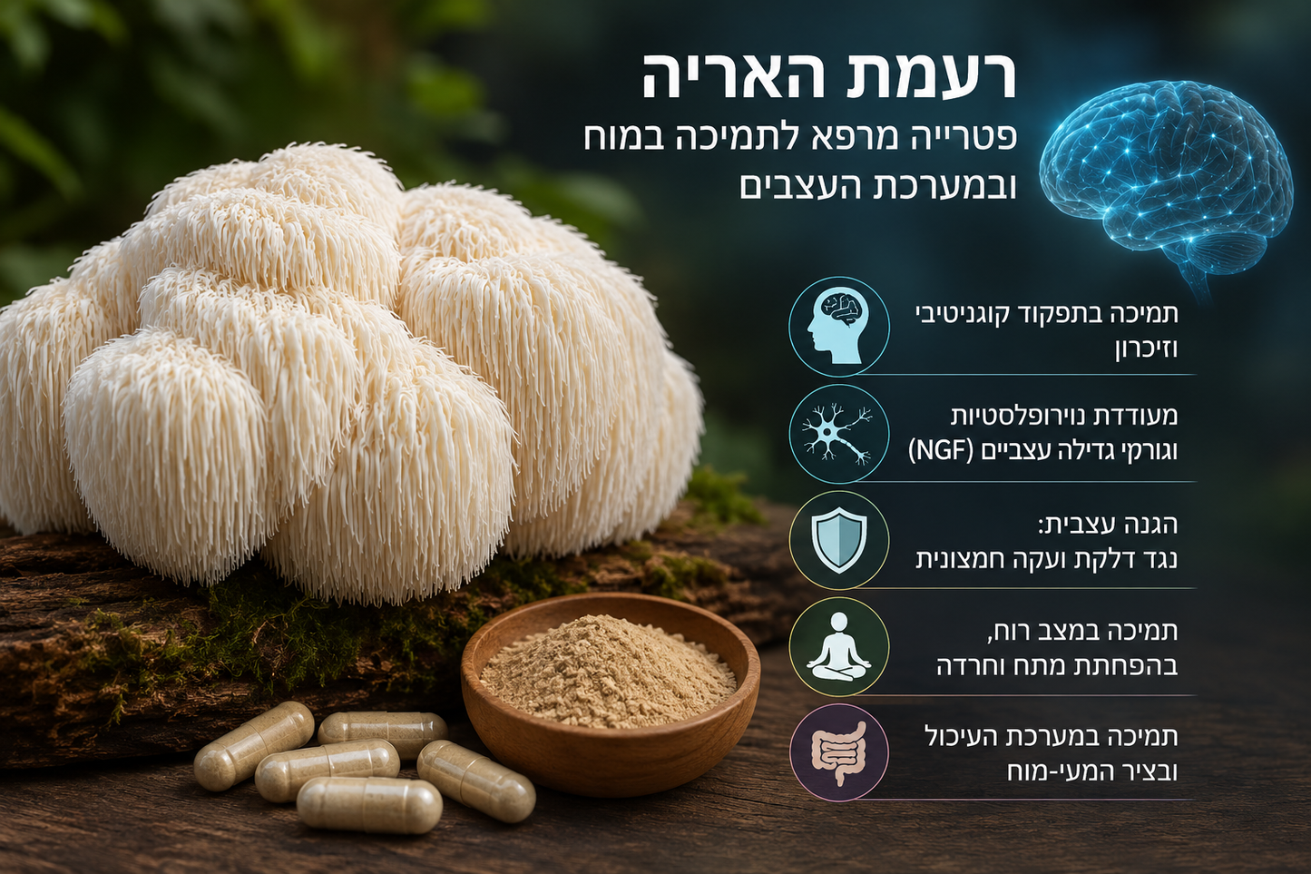רעמת האריה – הפטרייה שמסקרנת את עולם חקר המוח