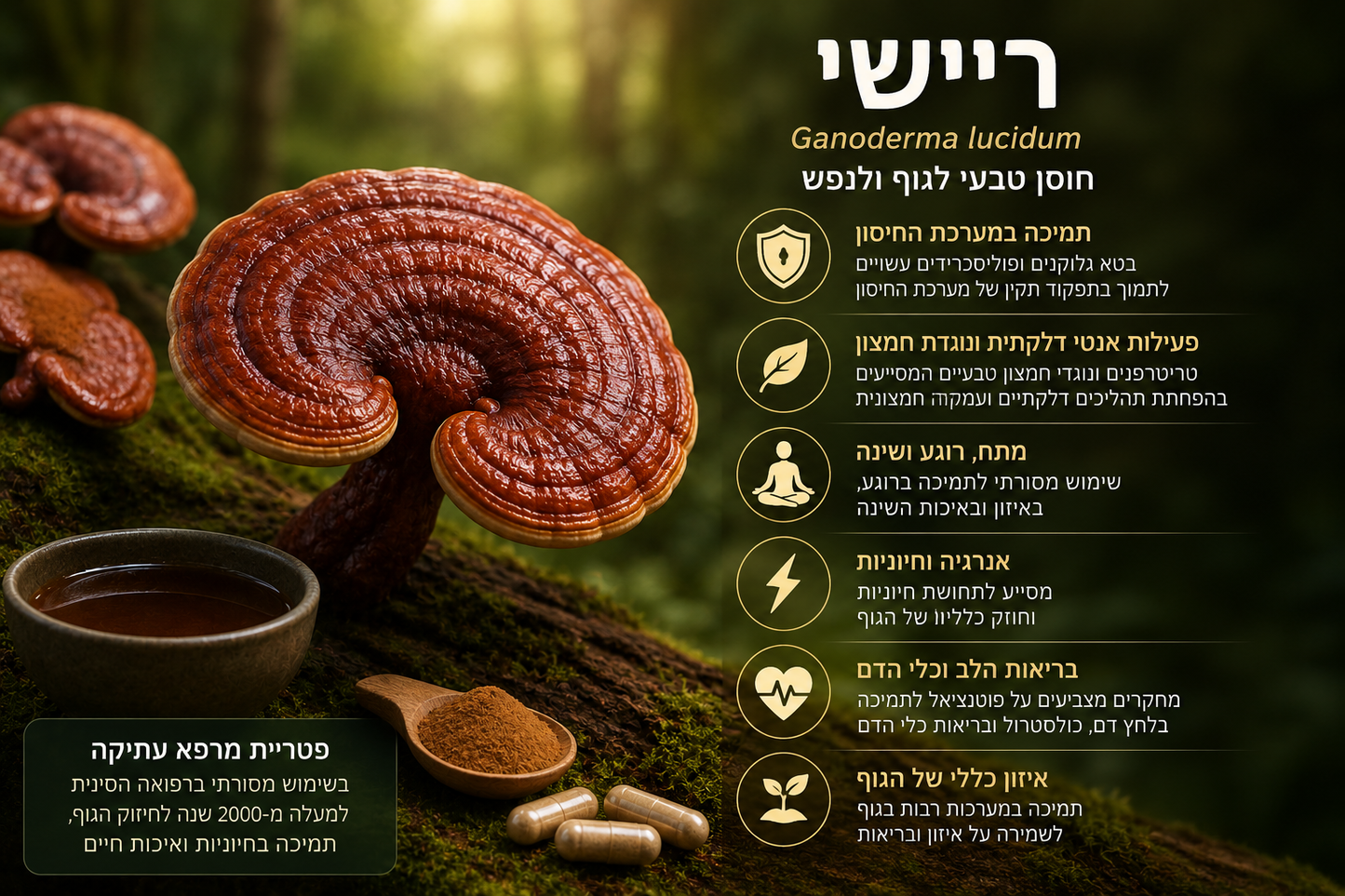 ריישי – "פטריית האלמוות" בין מסורת עתיקה למדע המודרני